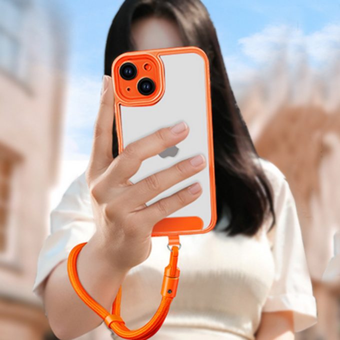Mobile phone strap with adjustable wrist strap