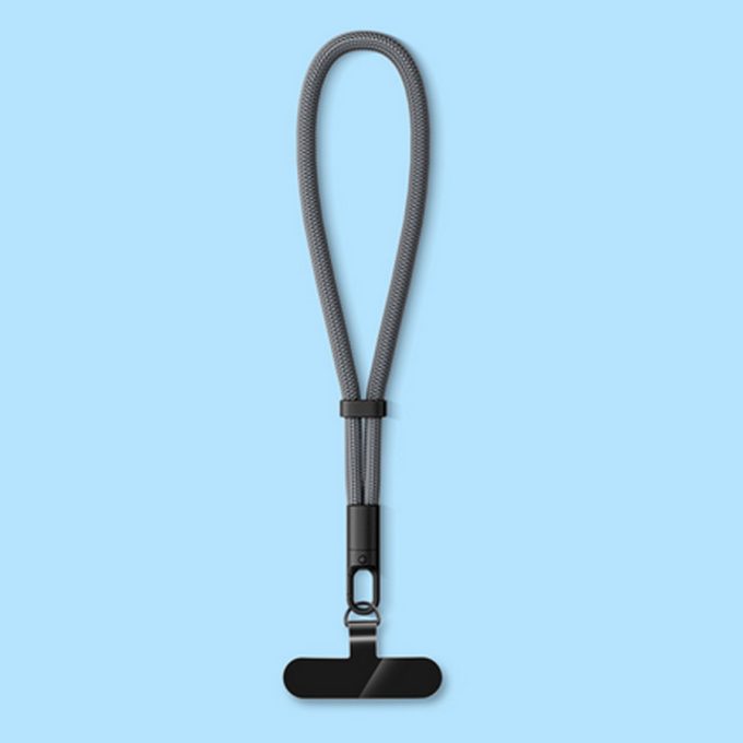 Mobile phone strap with adjustable wrist strap