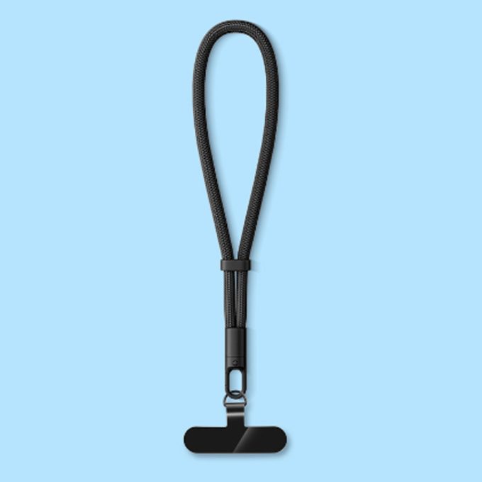 Mobile phone strap with adjustable wrist strap
