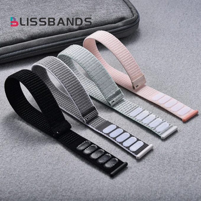 Nylon Hook and Loop One Piece Watch Strap Quick Release Nylon Elastic Fabric Adhesive Weave Loop Watch Strap 20mm 22mm
