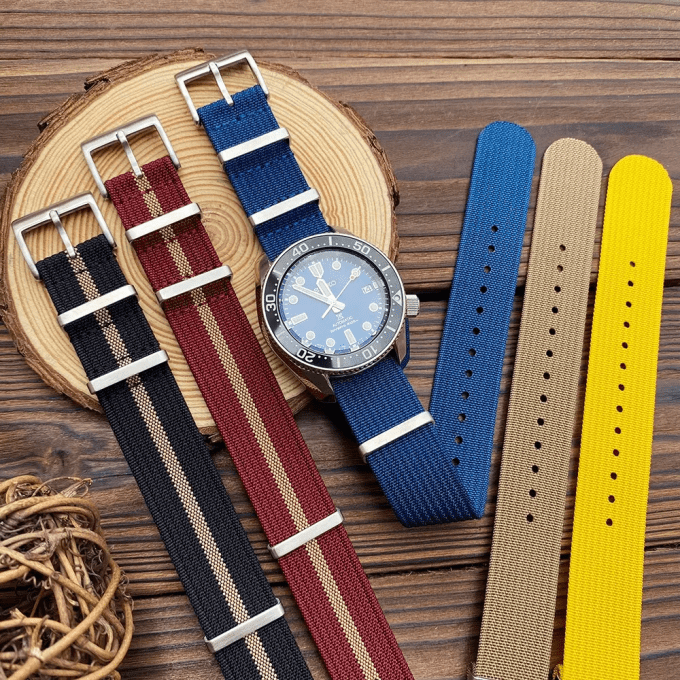 Classic Woven Nylon 20mm/22mm Replacement Strap With Stripe Adjustable Nylon Watch Band