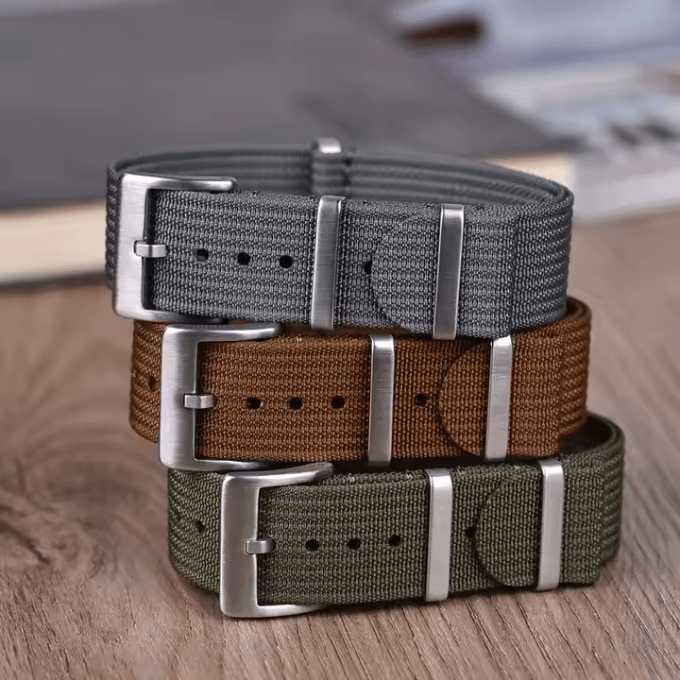 Classic Woven Nylon 20mm/22mm Replacement Strap With Stripe Adjustable Nylon Watch Band