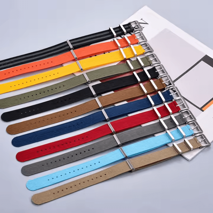 Classic Woven Nylon 20mm/22mm Replacement Strap With Stripe Adjustable Nylon Watch Band