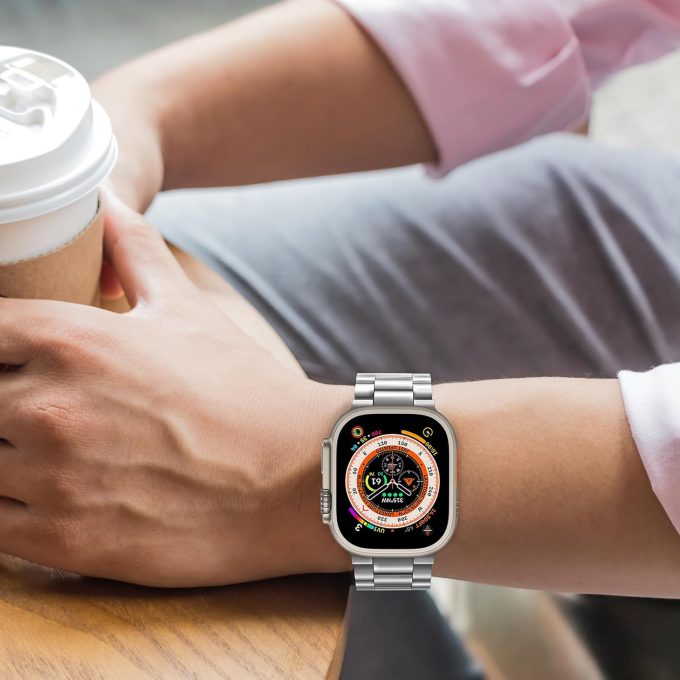 Stainless steel watch strap with solid three tone IWatch metal strap