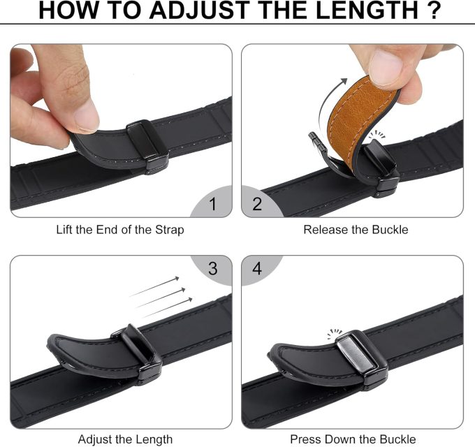 Crazy Horse Pattern Magnetic Square Buckle Silicone Leather Strap