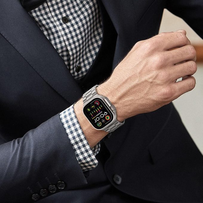 Stainless steel watch strap with solid three tone IWatch metal strap