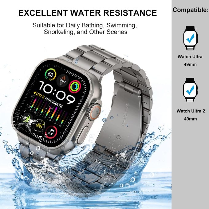 Stainless steel watch strap with solid three tone IWatch metal strap
