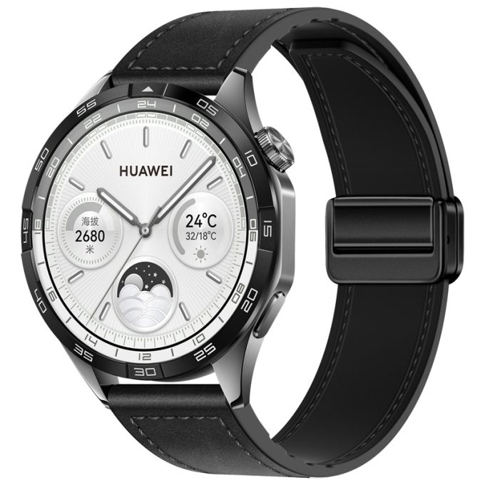 Two section magnetic buckle silicone leather strap Samsung Watch7 universal strap