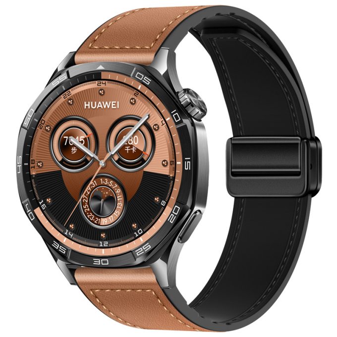 Two section magnetic buckle silicone leather strap Samsung Watch7 universal strap