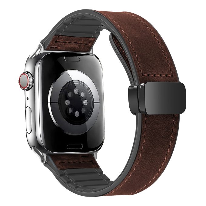 Crazy Horse Pattern Magnetic Square Buckle Silicone Leather Strap