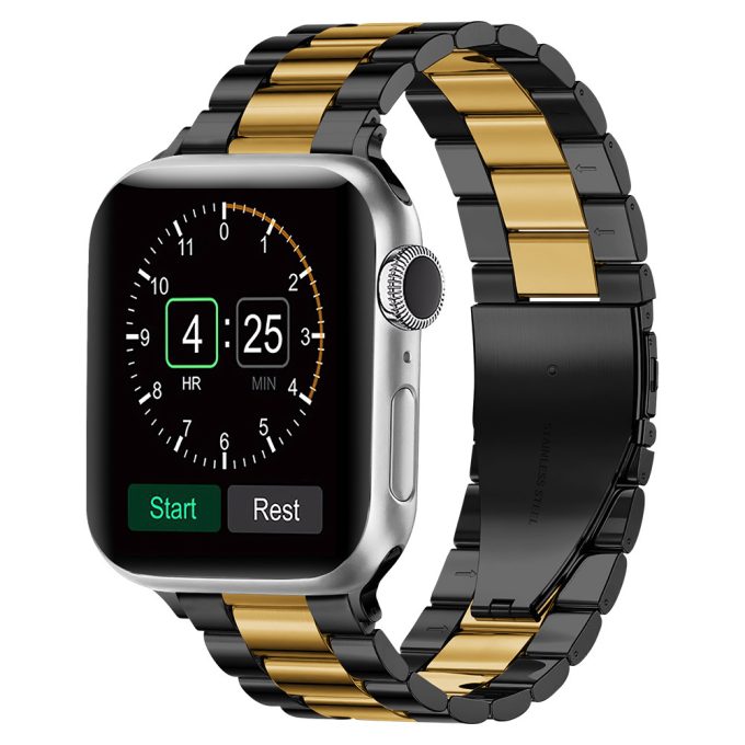 Stainless steel watch strap with solid three tone IWatch metal strap