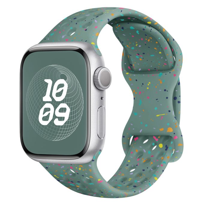 Butterfly buckle hole colorful chip silicone watch strap