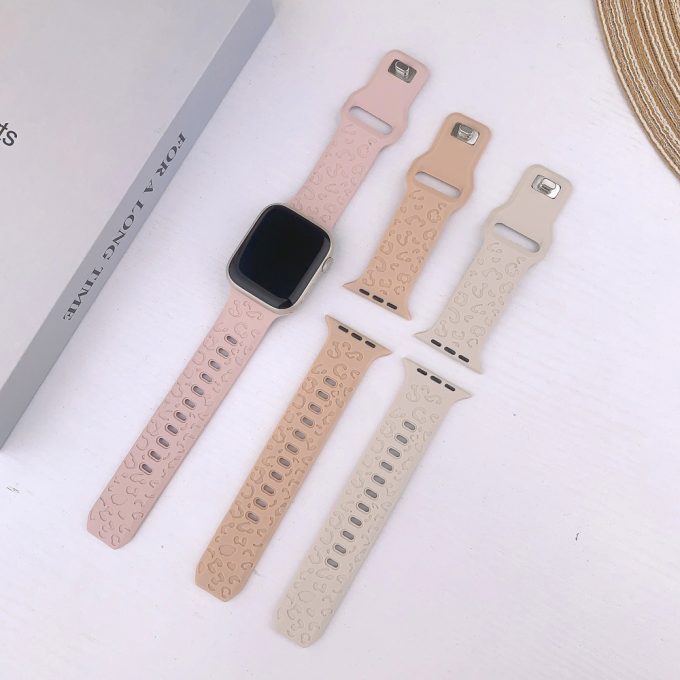 Concave leopard print carved lightning buckle watch strap