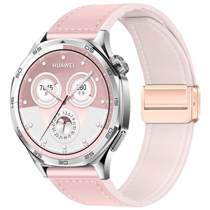 Two section magnetic buckle silicone leather strap Samsung Watch7 universal strap