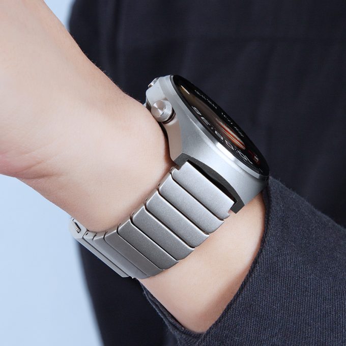 Metal titanium alloy watch strap, one bead pure titanium magnetic buckle watch strap