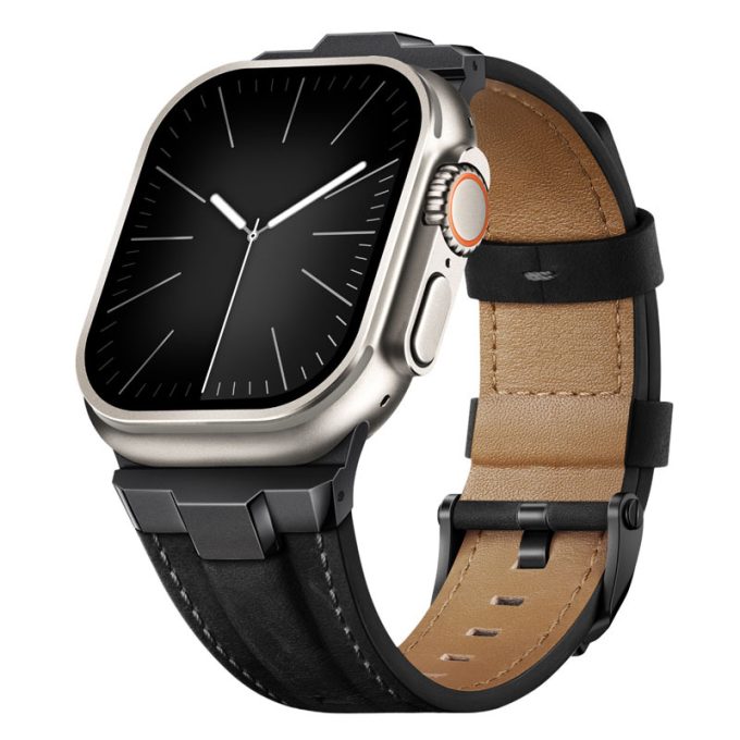 Stainless steel connector genuine leather sturdy type