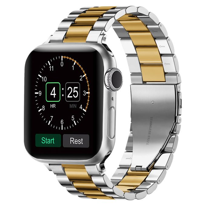 Stainless steel watch strap with solid three tone IWatch metal strap