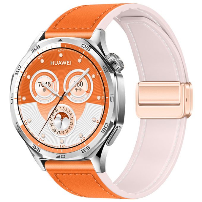 Two section magnetic buckle silicone leather strap Samsung Watch7 universal strap