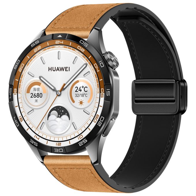 Two section magnetic buckle silicone leather strap Samsung Watch7 universal strap