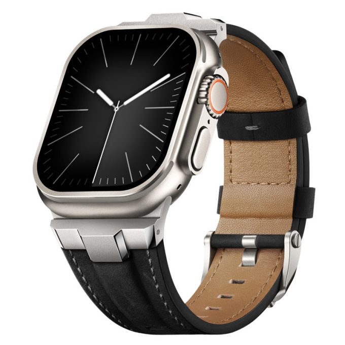 Stainless steel connector genuine leather sturdy type
