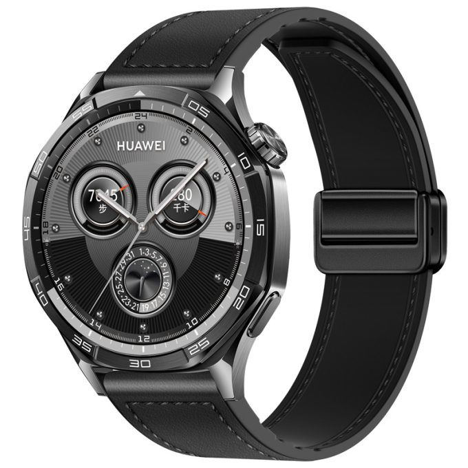 Two section magnetic buckle silicone leather strap Samsung Watch7 universal strap