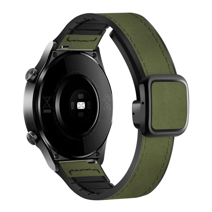 Crazy Horse Pattern Magnetic Square Buckle Silicone Leather Strap