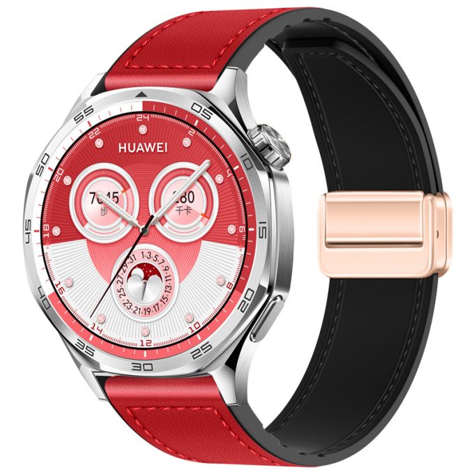 Two section magnetic buckle silicone leather strap Samsung Watch7 universal strap