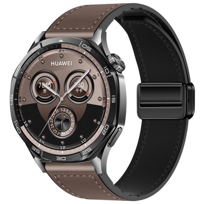 Two section magnetic buckle silicone leather strap Samsung Watch7 universal strap