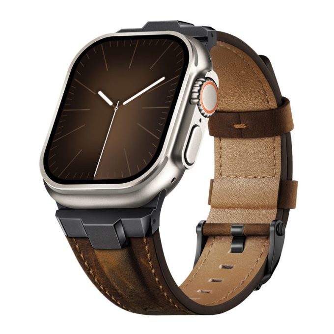 Stainless steel connector genuine leather sturdy type